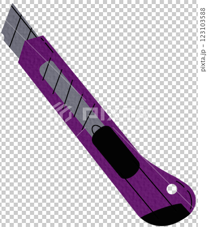 Vector steel Stationery Knife for Repair, Construction. Perple Plastic Cutting Tool for office, school work.Knife with Iron Blades. Isolated on White background.Illustration in Cartoon style. 123103588