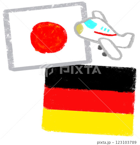 国旗のイラスト クレヨンタッチ 日本とドイツ 国旗のイラスト クレヨンタッチ 日本とドイツ 123103789