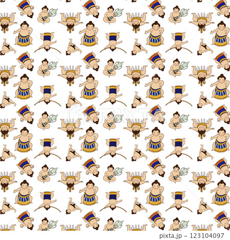 お相撲さん 関取 国技 パターン柄 お相撲さん 関取 国技 パターン柄 123104097