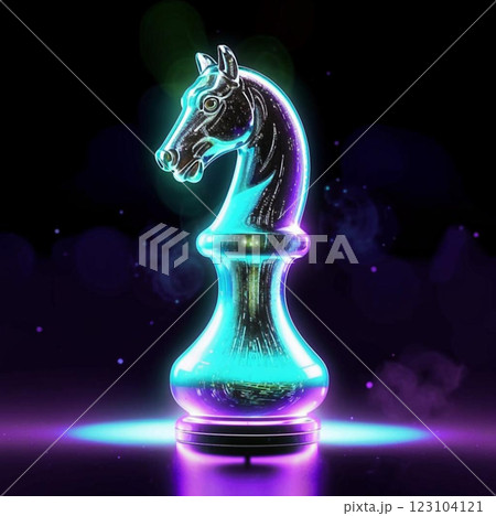 Knight chess piece. In the center, a close-up of a chess knight figure. Creative. 123104121