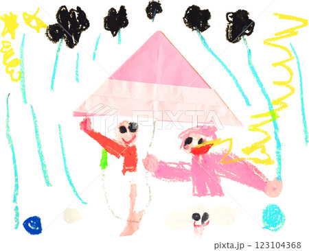 かわいい幼稚園児のイラスト素材セット 傘 かわいい幼稚園児のイラスト素材セット 傘 123104368