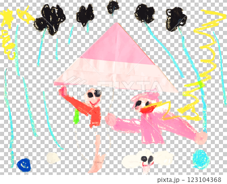 かわいい幼稚園児のイラスト素材セット 傘 かわいい幼稚園児のイラスト素材セット 傘 123104368