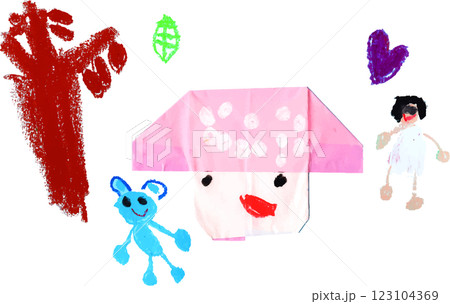 子供が描いたキノコの制作 子供が描いたキノコの制作 123104369