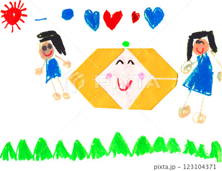 子供の描いたみかんの制作 子供の描いたみかんの制作 123104371