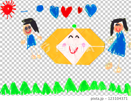 子供の描いたみかんの制作 子供の描いたみかんの制作 123104371