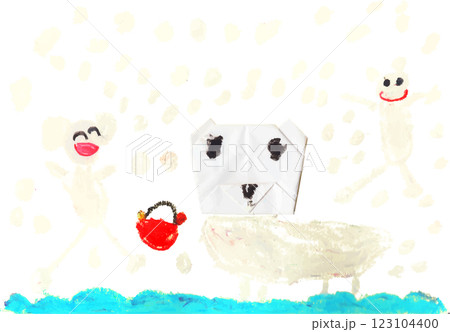 子供が描いた真冬のしろくま 子供が描いた真冬のしろくま 123104400