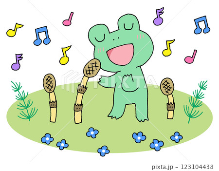 土筆のマイクで歌う蛙 土筆のマイクで歌う蛙 123104438