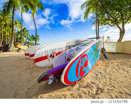 夏・海・サーフボードイメージ　ハワイ 123104796