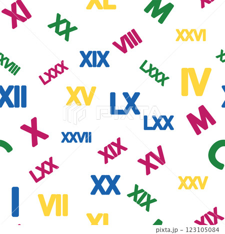 Seamless pattern with Roman numerals. Ten,...のイラスト素材 [123105084] - PIXTA