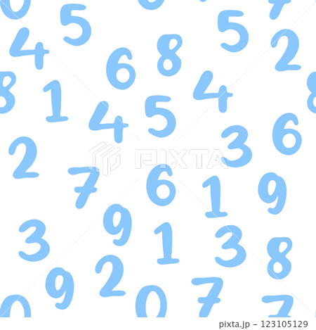 Seamless pattern with beautiful numbers. Ten, twenty, thirty, forty, fifty, sixty, seventy, eighty, ten hundred. Algebra and geometry 123105129