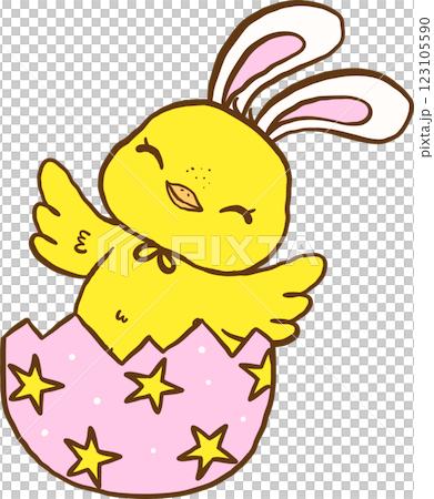 Groovy Easter Chicken Bunny Ears in Egg Cartoon Hand Drawn Groovy Easter Chicken Bunny Ears in Egg Cartoon Hand Drawn 123105590