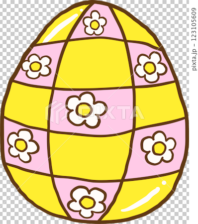 Groovy Easter Egg checkered pattern Doodle Hand Drawn 123105609