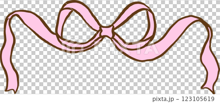 Playful Coquette Pink Ribbon Bow Decorative Banner Doodle Hand Drawn 123105619