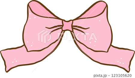 Playful Coquette Pink Cheer Bow Decorative Doodle Hand Drawn 123105620