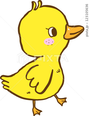 Cute Baby Chicken Cartoon Hand Drawn 123105636