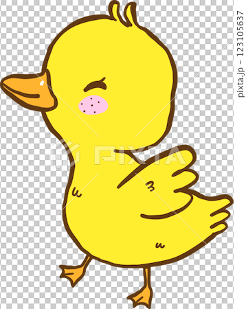 Cute Happy Baby Chicken Cartoon Hand Drawn 123105637
