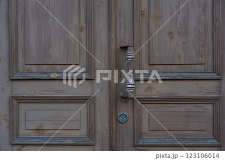 Old, vintage, wooden doors. Door background, close-up Old, vintage, wooden doors. Door background, close-up 123106014