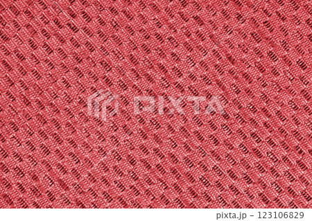 Close up sturcture, texture of red jacquard fabric with diagonal rough weave background Close up sturcture, texture of red jacquard fabric with diagonal rough weave background 123106829