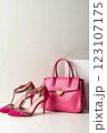 カラフルなバッグとハイヒール 123107175
