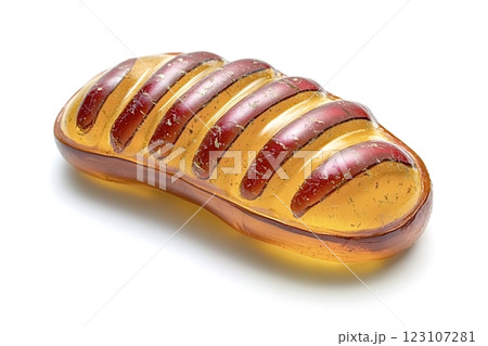 Amber carving representing a loaf of bread on a white background 123107281