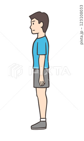 直立している男性の全身04、横側 123108033