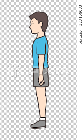 站立的男人，全身 04，側面視圖 123108033