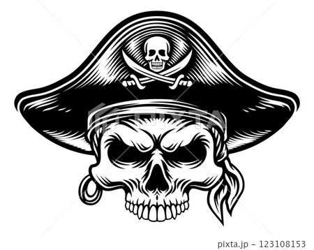 Pirate Skull Captain Hat Skeleton Vintage Design 123108153