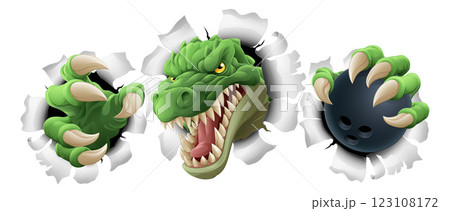 Crocodile Dinosaur Alligator Bowling Sports Mascot Crocodile Dinosaur Alligator Bowling Sports Mascot 123108172