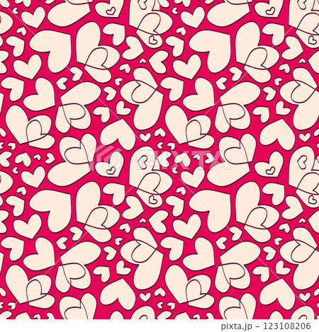 Retro Valentine's Day romantic seamless pattern with cute cartoon hearts. Love background for february 14 123108206