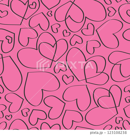 Retro Valentine's Day romantic seamless pattern with cute cartoon hearts. Love background for february 14 Retro Valentine's Day romantic seamless pattern with cute cartoon hearts. Love background for february 14 123108238