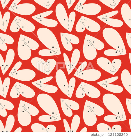 Retro Valentine's Day romantic seamless pattern with cute cartoon hearts. Love background for february 14 123108240