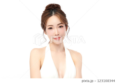 Beautiful young asian woman with clean fresh skin on white background, Face care, Facial treatment, Cosmetology, beauty and spa, Asian women portrait. Beautiful young asian woman with clean fresh skin on white background, Face care, Facial treatment, Cosmetology, beauty and spa, Asian women portrait. 123108344