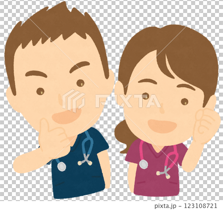 スクラブを着た笑顔の医療スタッフ 123108721