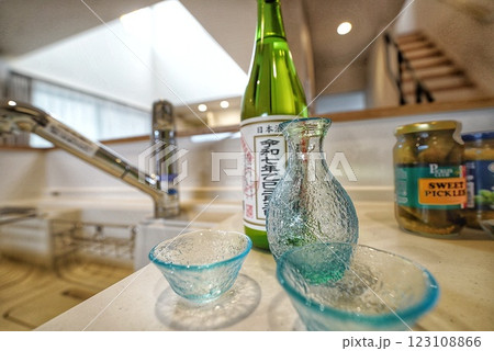 日本酒と徳利　お猪口 123108866