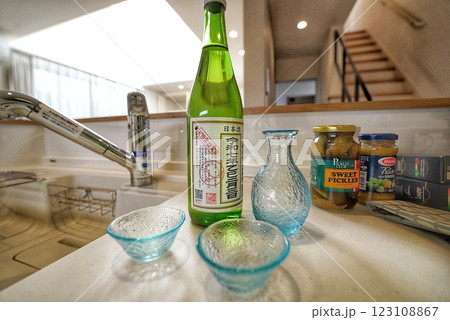 日本酒と徳利　お猪口 123108867