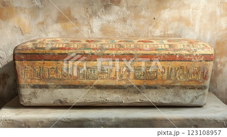Ancient Egyptian Sarcophagus with Hieroglyphic Inscriptions Ancient Egyptian Sarcophagus with Hieroglyphic Inscriptions 123108957