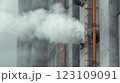 The desaturated industrial factory scene featured moody smoke trails and high-contrast metallic textures, creating a gritty and atmospheric setting. 123109091