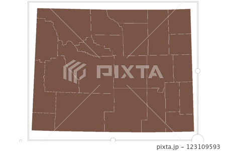 Wyoming administrative map. counties map of Wyoming, blank Wyoming Map, empty map of Wyoming 123109593