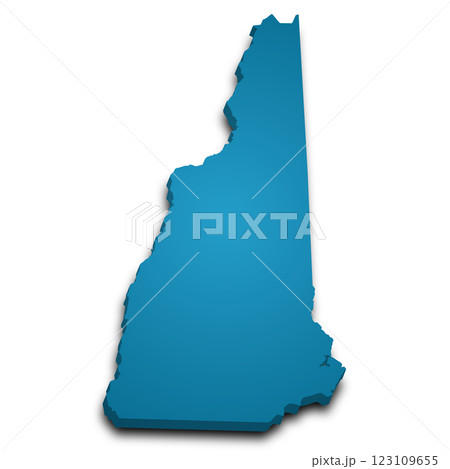 3d New Hampshire map state with color. United State of America, US, United State 3d New Hampshire map state with color. United State of America, US, United State 123109655