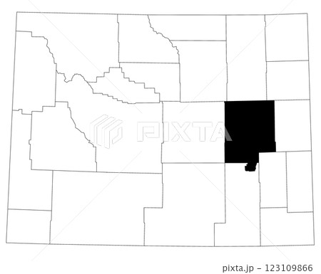 Map of Converse County in Wyoming state on white background. single County map highlighted by black colour on Wyoming map. UNITED STATES, US Map of Converse County in Wyoming state on white background. single County map highlighted by black colour on Wyoming map. UNITED STATES, US 123109866