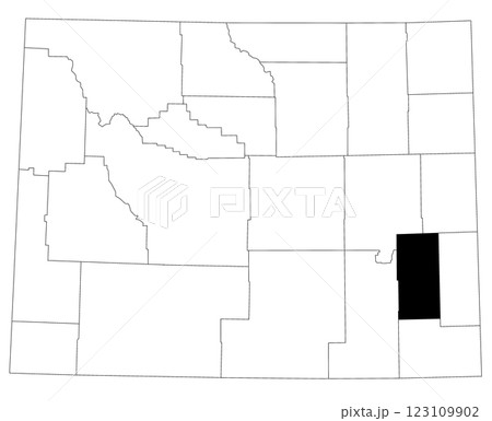 Map of palette County in Wyoming state on white background. single County map highlighted by black colour on Wyoming map. UNITED STATES, US 123109902
