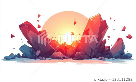 Colorful geometric rocks illuminated by a...のイラスト素材 [123111282] - PIXTA