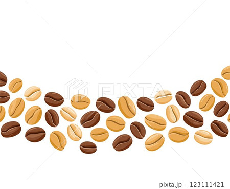 A spread coffee beans isolated on white background and copy space A spread coffee beans isolated on white background and copy space 123111421