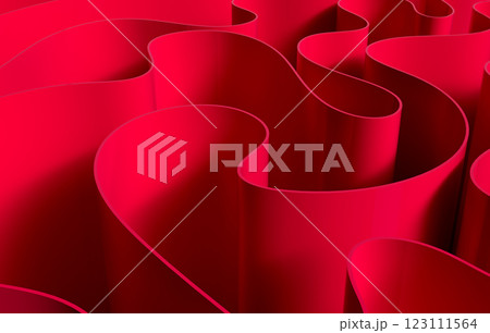 Vibrant abstract 3D background featuring flowing red shapes. 3d illustration 123111564