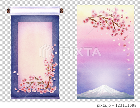 Vertical frames with blooming sakura flowers with gradient background in pastel pink, lilac, purple colors for Hanami festival Two spring watercolor templates for postcard, poster, postcard, wedding Vertical frames with blooming sakura flowers with gradient background in pastel pink, lilac, purple colors for Hanami festival Two spring watercolor templates for postcard, poster, postcard, wedding 123111698