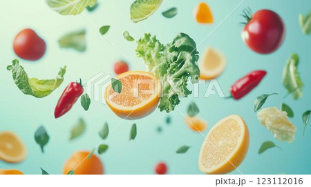 落ちる新鮮な野菜とフルーツ 123112016