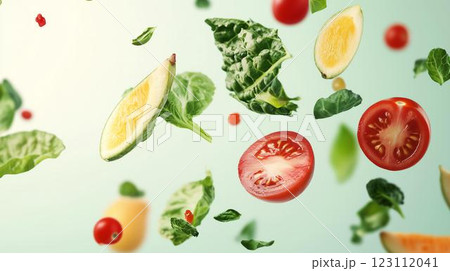 落ちる新鮮な野菜とフルーツ 落ちる新鮮な野菜とフルーツ 123112041