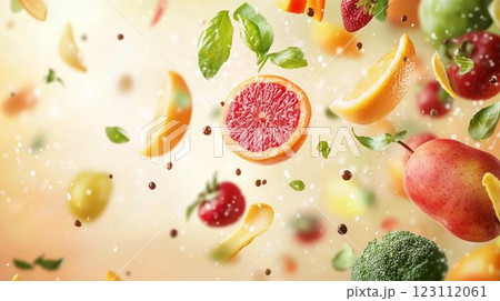 落ちる新鮮な野菜とフルーツ 落ちる新鮮な野菜とフルーツ 123112061