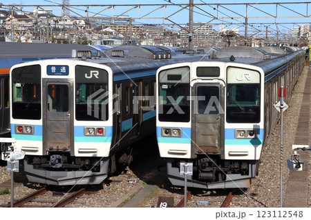 豊田車両センターに留置中の中央本線211系電車（東京都日野市） 123112548
