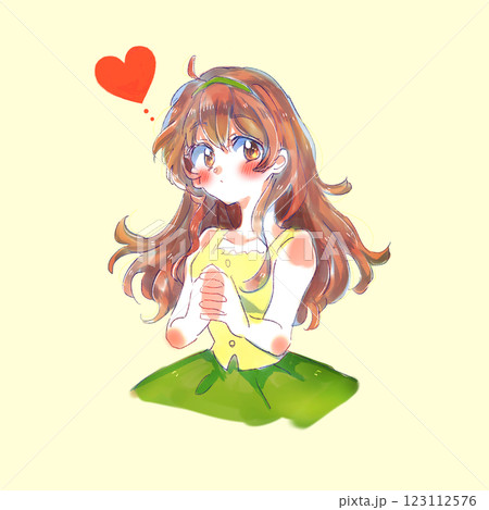 ロングヘアの恋する女の子 123112576